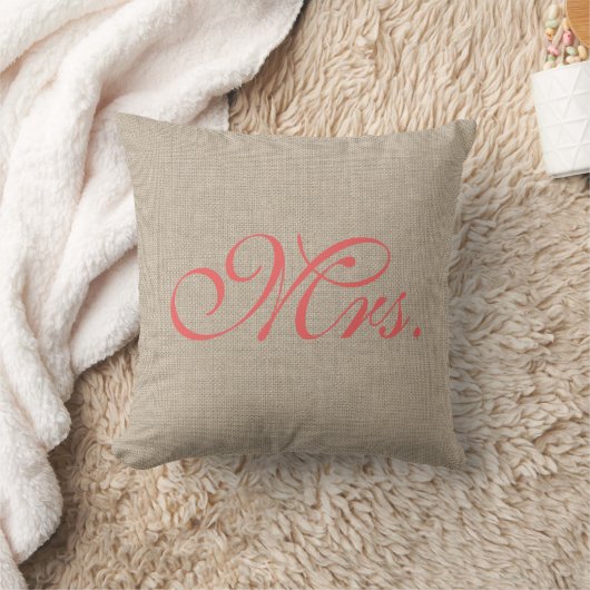 Burlap & Coral Mrs Pillow Kussen (Deken)
