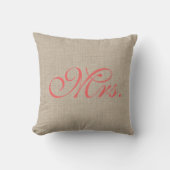 Burlap & Coral Mrs Pillow Kussen (Voorkant)