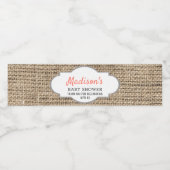 Burlap Country Baby shower Waterfles Etiket (Enkel label)