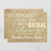 Burlap Country Bruids Douche Uitnodiging (Voorkant / Achterkant)