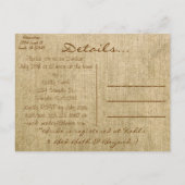 Burlap Country Bruids Douche Uitnodiging (Achterkant)