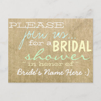  Burlap Country Bruids Douche Uitnodiging Briefkaart
