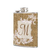 Burlap Country Lace Applique Monogram Whiskeyfles Heupfles (Links)