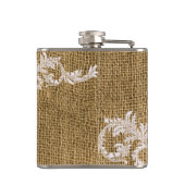 Burlap Country Lace Applique Monogram Whiskeyfles Heupfles (Achterkant)