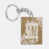 Burlap Country Lace Applique Rus Digitaal Sleutelh Sleutelhanger (Voorkant Links)