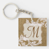 Burlap Country Lace Applique Rus Digitaal Sleutelh Sleutelhanger (Voorkant)