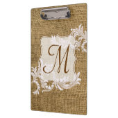 Burlap Country Lace Monogram Initiaal Clip Board Klembord (Links)