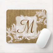 Burlap Country Lace Monogram Initiaal Muismat (Met muis)