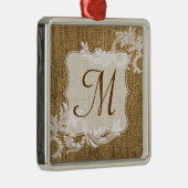 Burlap Country Lace Monogram Initiaal Ornament (Rechts)
