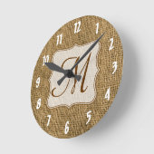 Burlap Country Lace Monogram Initialen wandklok (Hoek)