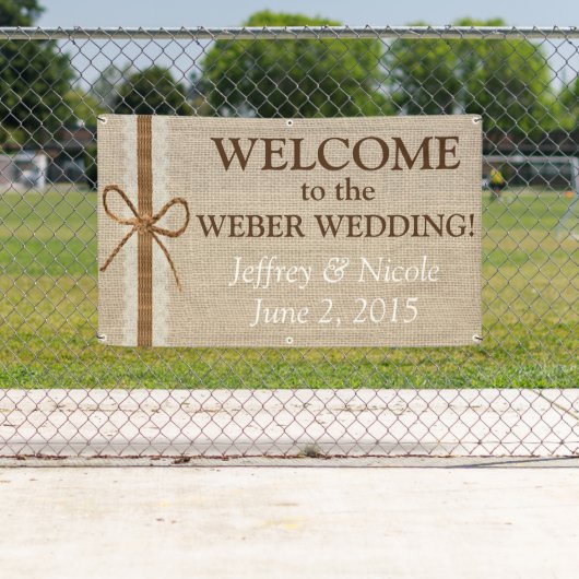 Burlap Country Rustic Custom Wedding Banner (Insitu)