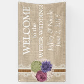 Burlap Country Rustic Custom Wedding Banner (Verticaal)