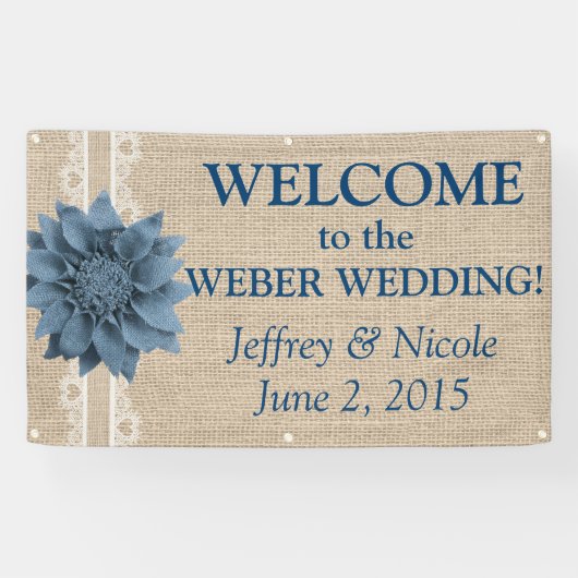 Burlap Country Rustic Custom Wedding Banner (Horizontaal)