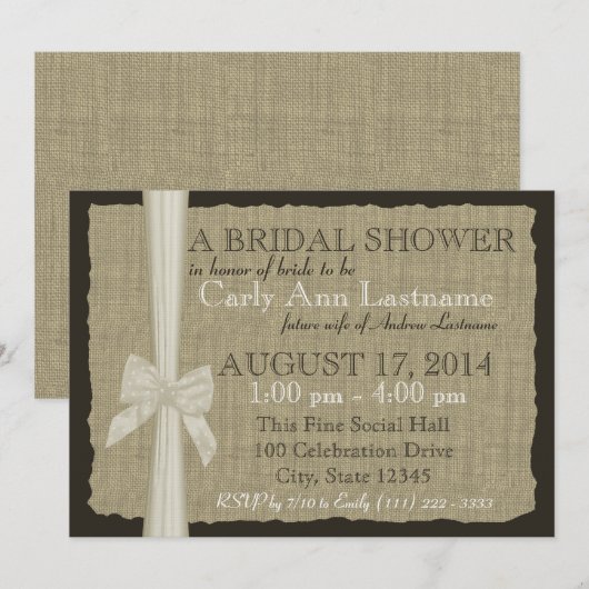 Burlap Country Vrijgezellenfeest Kaart (Voorkant / Achterkant)