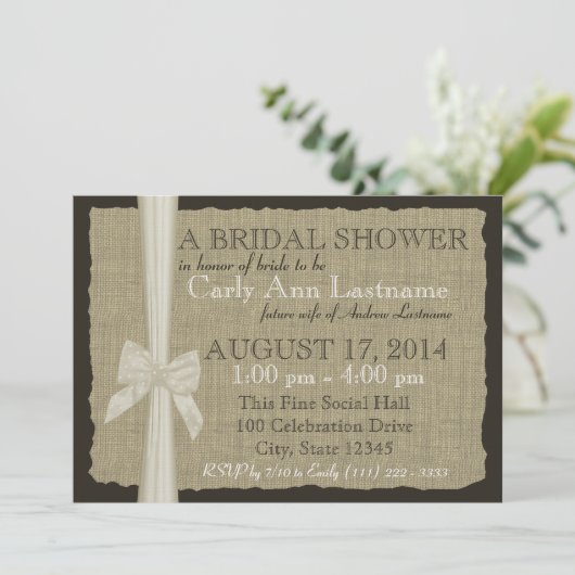 Burlap Country Vrijgezellenfeest Kaart (Staand voorkant)