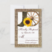 Burlap Cowboy Boots Wagon Wheel Sunflower RSVP (Voorkant)