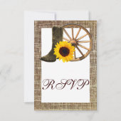 Burlap Cowboy Boots Wagon Wheel Sunflower RSVP (Achterkant)