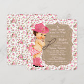 Burlap Cowgirl Baby shower Floral Calico Kaart (Voorkant / Achterkant)