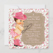Burlap Cowgirl Baby shower Floral Calico Kaart (Voorkant)