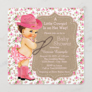 Burlap Cowgirl Baby shower Floral Calico Kaart