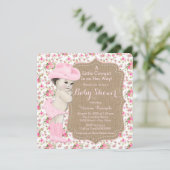 Burlap Cowgirl-Baby shower Kaart (Staand voorkant)