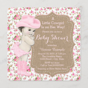 Burlap Cowgirl Baby shower Kaart