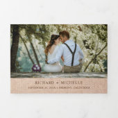 Burlap Cream Bloemen Mason Jar String Licht Bruilo Drieluik Uitnodiging (Cover)