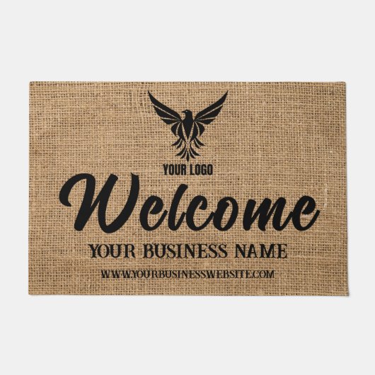 Burlap Custom Business Company Corporate Logo Deurmat (Voorkant)