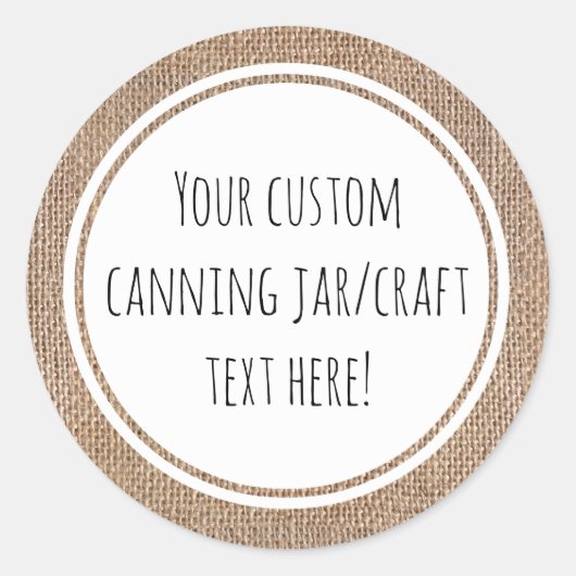 Burlap Custom Gedrukt Canning Jar Craft Keuken Ronde Sticker (Voorkant)