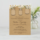 Burlap Daisies Mason Jars uitnodiging voor huisver (Staand voorkant)