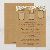 Burlap Daisies Mason Jars uitnodiging voor huisver (Voorkant / Achterkant)