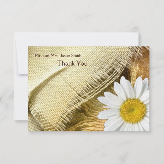 Burlap Daisy flat bedankt je kaart met envelop (Voorkant)