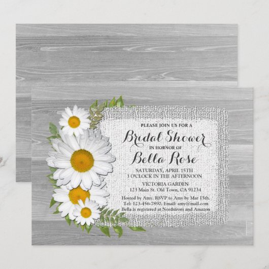 Burlap daisy rustic vrijgezellenfeest daisy2 kaart (Voorkant / Achterkant)