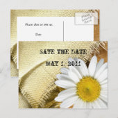 Burlap Daisy Sla de datum op Aankondigingskaart (Voorkant / Achterkant)