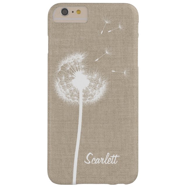 Burlap Dandelion Monogrammed iPhone 6/6s plus Hoes (Achterkant)