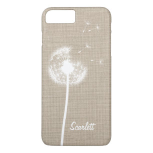 Burlap Dandelion Monogrammed iPhone 7 Plus Hoesje