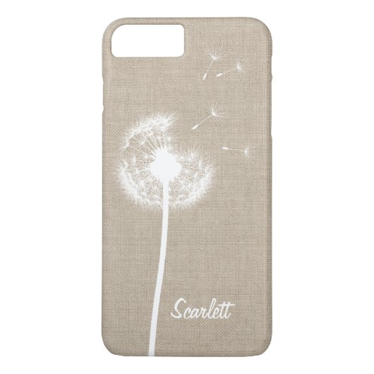 Burlap Dandelion Monogrammed iPhone 7 Plus Hoesje (Achterkant)