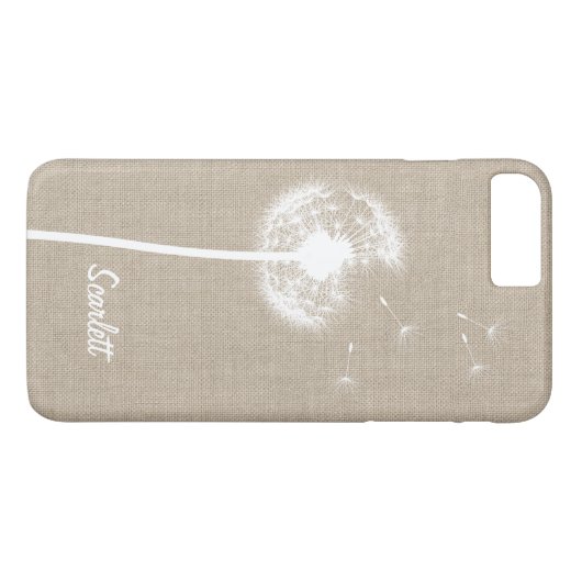 Burlap Dandelion Monogrammed iPhone 7 Plus Hoesje (Achterkant (Horizontaal))