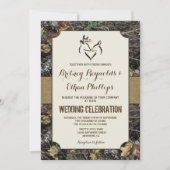 Burlap + Deer Hunting Camo Wedding Invitations Kaart (Voorkant)