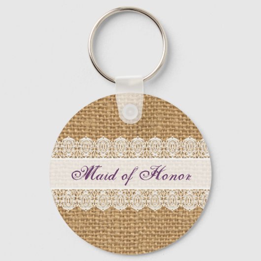 Burlap Delicate Lace - Maid of Honor - Shabby Chic Sleutelhanger (Voorkant)