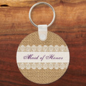 Burlap Delicate Lace - Maid of Honor - Shabby Chic Sleutelhanger (Voorkant)