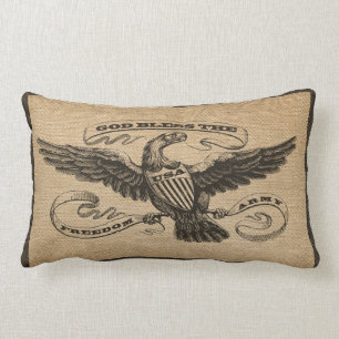 Burlap Eagle God Bless USA ARMY Kussen