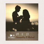 Burlap-effect, foto slaat de datumkaart op Visitekaartje (Binnenkant ongevouwen)