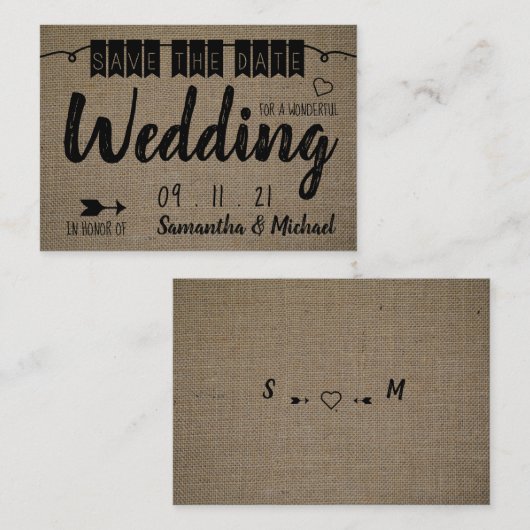  Burlap-effect, sla de datum op Informatiekaartje (Voorkant / Achterkant)