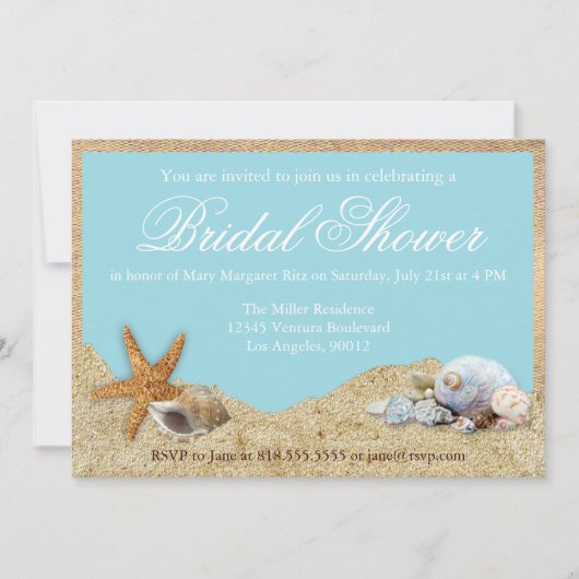 Burlap en Beach Bridal Shower Invitation Kaart (Voorkant)