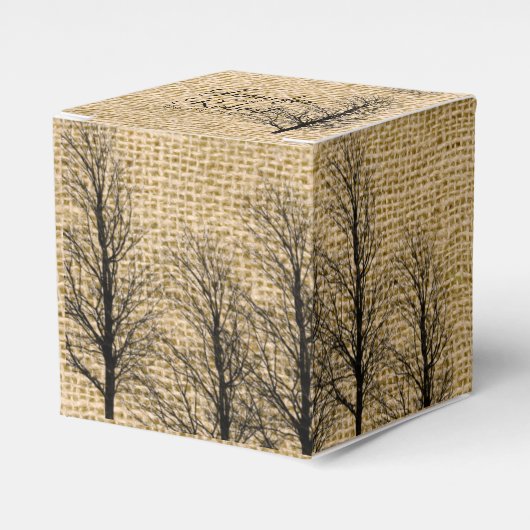 Burlap en Berk Posh Bruiloft Favor Box Bedankdoosjes (Voorkant Zijde)