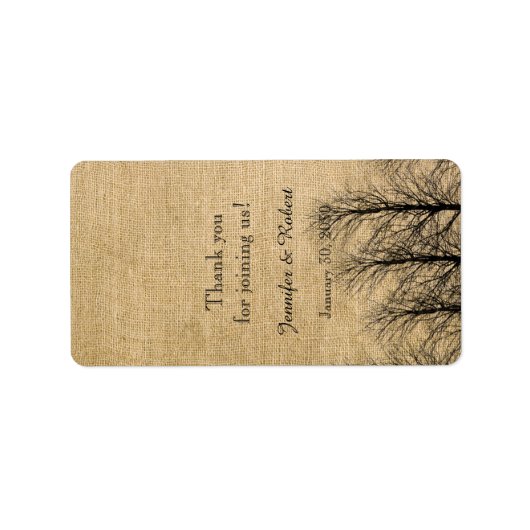 Burlap en Birch Posh Bruiloft Lip Balm Label (Voorkant)