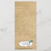 Burlap en Birch Posh Bruiloft Menu (Achterkant)