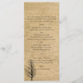 Burlap en Birch Posh Bruiloft Menu (Voorkant)