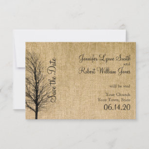 Burlap en Birch Posh Bruiloft Save the Date